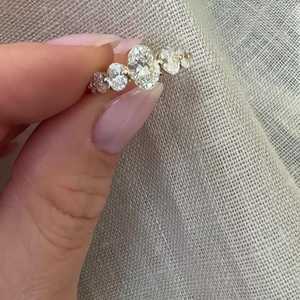 7 Stone Oval Cut Lab Grown Diamond Engagement Ring Dainty Multi Stone Anniversary Stackable Band Custom 10K 14K 18K <b>Solid</b> Gold - Product Image 4