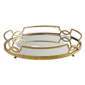 Top High Quality Metal Serving <b>Tray</b> Decorative Design <b>Circle</b> Glass for Use Home & Hotel - Product Image 1