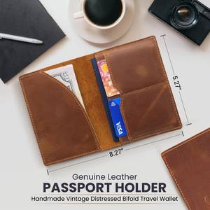 Porta Pasaportes de Cuero Genuino Resistente, Diseño Abierto, Corto, Personalizado, con Bloqueo RFID, Ecológico - Product Image 2