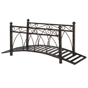 Arco Decorativo in Metallo da 3,3FT, Ponte per Giardino Zen con Ringhiere di Sicurezza, Passerella con Delicati Intagli, Sfere Angolari per Paesaggistica e Decorazione - Product Image 1