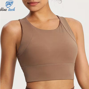 Women's Simple Sleeveless Yoga Sports <b>Bra</b> High for Breathable Crisscross <b>Straps</b> Front Logo Plus Size Gym Workout Activewear - Product Image 1