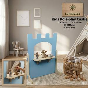 Juego de rol interior para niños, castillo de madera, área de juegos duradera estilo americano, castillo de madera americano - Product Image 1