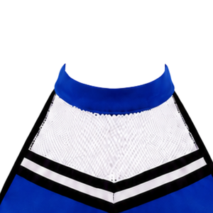 Haut court de cheerleading sans manches bleu, blanc et noir pour femmes et filles – Idéal pour l'entraînement sportif et les uniformes d'équipe - Product Image 3