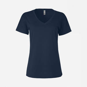 Camisetas de cuello en V para mujer, de algodón, estilo veraniego, con logo personalizado, ropa de calle, camiseta de moda para mujer - Product Image 4
