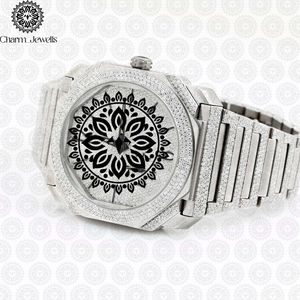 Charm Jewells Luxury Stainless Steel <b>Watch</b> 38mm Polygon Case Analog Quartz Movement <b>Diamond</b> Encrusted Folding Clasp Unisex - Product Image 2