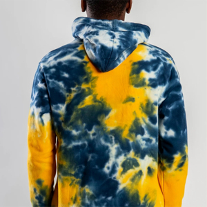 Ensemble de survêtement tie-dye à capuche pour homme, manches longues, décontracté, dégradé jaune-bleu, pantalon en coton avec cordon de serrage, style printemps - Product Image 6