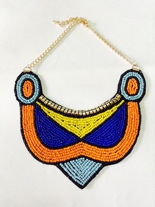 CRYSTAL CRAFT Modern Style Handmade Multi-Color Glass Beaded Embroidery Necklace Trendy Fashion Accessory for Girls - Product Image 3