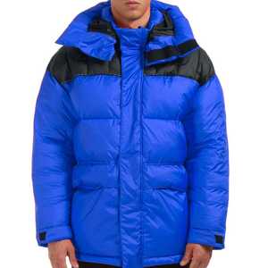 Men's <b>Red</b> <b>Hooded</b> Reversible Canvas Puffer <b>Jacket</b> Windproof Zipper Closure Winter Casual Regular Length Polyester Shell Cotton - Product Image 4
