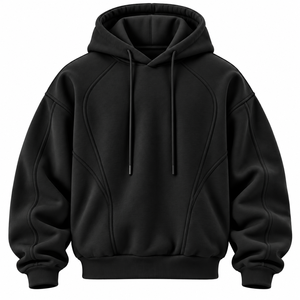 Sudadera con capucha unisex al por mayor, de manga raglán, casual, a rayas, con cordón, de felpa, 100% algodón, oversize - Product Image 3