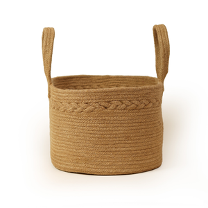 Panier de rangement ovale en jute naturelle fait main avec poignées et bordure tressée, panier organisateur de jouets pour la chambre d'enfant - Product Image 4