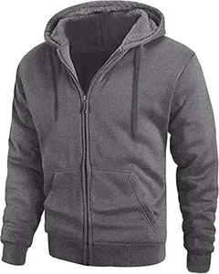 Sudadera con Capucha y Cierre para Hombre, Color Verde Oliva Sólido, Felpa, Estilo Casual, Corte Regular, Otoño, 100% Algodón, Transpirable - Product Image 5