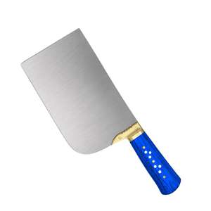 Cuchillos de Carnicero de Acero Inoxidable Plateado con Mango Azul Real y Refuerzo Dorado, Cuchilla Ancha para Cortar Carne, Juego de Herramientas de Cocina - Product Image 5