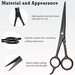Professional Stainless Steel <b>Beard</b> & Mustache <b>Scissors</b> Shears Precise Trimming Facial Hair Eyebrows Grooming Tool Black - Product Image 6