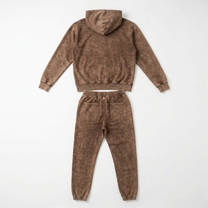 Conjunto Deportivo Unisex Marrón Lavado, Premium, de Secado Rápido, Poliéster/Algodón, Sudadera con Capucha Extra Grande, Pantalones Deportivos, Ropa Casual Urbana para Otoño - Product Image 2
