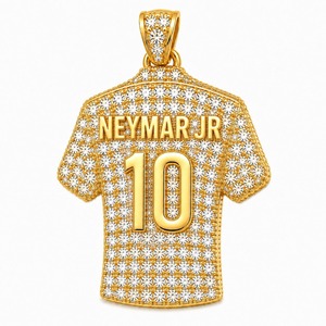 Luxury Custom Football Crown Pendant 18K Yellow Gold Lab Grown Diamond Number 10 <b>Iced</b> <b>Out</b> Sports Necklace Wholesale - Product Image 5
