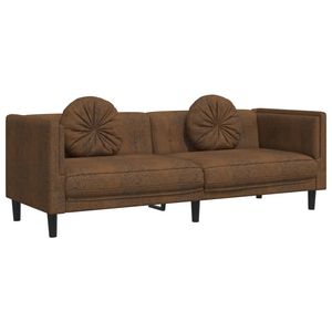 Sofá de Madera Maciza y Contrachapada en Color Marrón, Tapizado en Cuero Sintético de Poliéster 100%, Muebles para Sala de Estar - Product Image 2