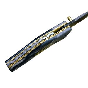มีดทำมือคุณภาพสูงจากเหล็กดามัสกัส สำหรับกิจกรรมกลางแจ้ง ใบมีดแบบ Fixed Blade ด้ามไม้ พร้อมปลอกหนัง เหมาะสำหรับการล่าสัตว์ ตั้งแคมป์ เดินป่า และการผจญภัย - Product Image 5