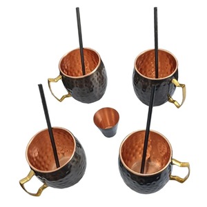 Juego de 2 Tazas de Cobre de 16 oz, Tazas de Cobre Martillado con Asa Dorada Rosa, Diseño Contemporáneo Portátil para Bebidas Frías, Vino, Cócteles, Bar, Fiestas - Product Image 3
