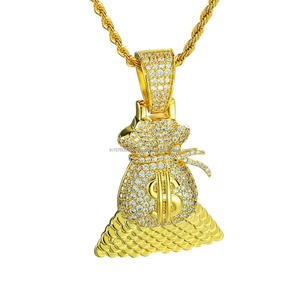 Money Bag Pendant With VVS Moissanite Diamond in 925 Sterling Silver Hip Hop Jewelry - Product Image 1