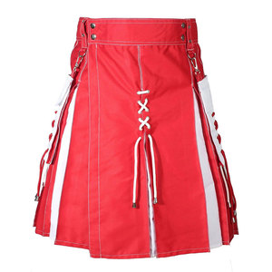 Kilt écossais moderne et tendance avec design à lacets rouges et blancs, modèle utilitaire 2026 - Product Image 3