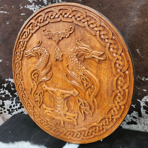 Bouclier rond en bois de style Viking de qualité supérieure, artisanat nordique traditionnel pour la décoration et la collection - Product Image 3