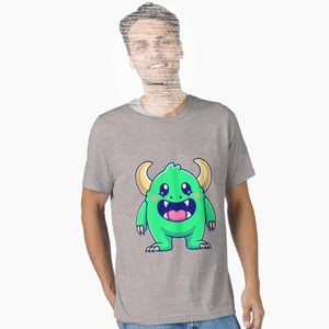 T-shirt à col rond pour femmes grandes tailles, bleu, avec motif imprimé de monstre de dessin animé Nom Nom Nom - Product Image 3