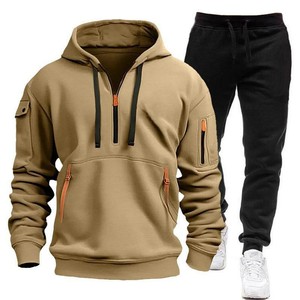 Conjunto Deportivo con Capucha para Hombre, 100% Algodón, Pantalones con Cordón Ajustable, Estampado Ligero, Ropa Deportiva Casual, OEM - Product Image 1