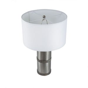 Lampada da Tavolo in Ferro Martellato D16x24.4 con Legno di Mango, Montaggio Richiesto per il Paralume - Product Image 4