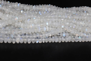 Rainbow Moonstone Smooth Rondelle Beads Plain Rainbow Moonstone Beads Rainbow Moonstone Strands - Product Image 2