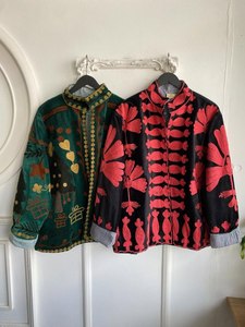 Bohemian Style Velvet Suzani <b>Jacket</b> with Colorful Artisan Embroidery and Luxe Finish - Product Image 3