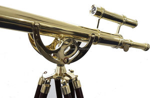 Thiết Kế Hải Lý Shiny Brass Kết Thúc Đôi Thùng Neo Thạc Sĩ Kính Thiên Văn W/Có Thể Điều Chỉnh Màu Nâu Gỗ Tripod Đứng - Product Image 3