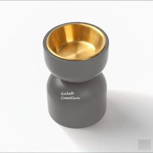 Brûleur d'encens en bois rose foncé artisanal avec diffuseur d'aromathérapie en laiton poli pour la méditation de décor de parfum de maison - Product Image 3