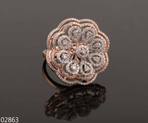 Anillo de Diamantes de Oro Amarillo de 18k D'VINS JEWELS, Corte Redondo, Diseño Floral, Joyería Romántica para Boda, Piedra de Laboratorio Color E para Mujer - Product Image 6