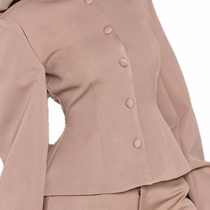 Conjunto de Traje de Blazer de Dos Piezas Elegante para Mujer 2026, Cuello Redondo, Cintura Alta, Estilo Vintage Casual para Eventos Empresariales y Sororidades, OEM ODM - Product Image 5