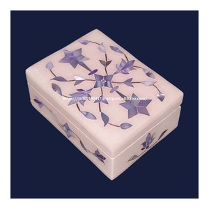2024 nueva llegada azul madre perla incrustaciones mármol cajas de joyería hechas a mano recién nacido bebé niño Acción de Gracias listo envío logotipo personalizado - Product Image 2