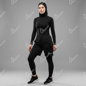 Vêtements de sport modestes pour femmes musulmanes, légers, à séchage rapide, respirants, coupe régulière, shorts 2 en 1 pour le football et le basketball - Product Image 3
