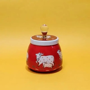 Stylish Home Metal Pichwai <b>Jar</b> with Tray Antique Style <b>Decorative</b> Storage Container for Gifting - Product Image 3