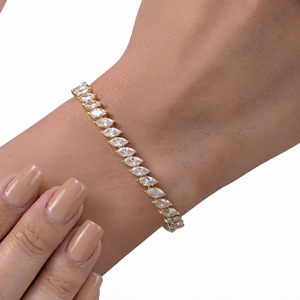 Fashion Bangle 18K Solid Gold 2.5ct E VVS Lab Grown Diamond 5X3mm Marquise cut Tennis Bracelet for Women Wedding Bridal Bracelet - Product Image 3