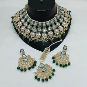 Gold Plated <b>Kundan</b> Stone and Meenakari Choker Necklace Set 10573817 Fine <b>Jewelry</b> Set - Product Image 1