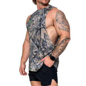 Débardeurs pour hommes, vêtements de fitness, gilet d'été en coton, débardeurs sans manches pour hommes, coupe ajustée, style décontracté, design camouflage, respirant - Product Image 1