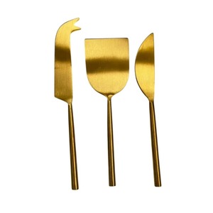 Offre Spéciale : Ensemble de 3 Couteaux à Fromage en Acier Doré – Outils de Découpe et de Service en Acier Inoxydable Brossé pour Cuisine Domestique - Product Image 3