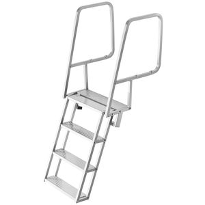 Scaletta a 4 Gradini in Lega di Alluminio Rinforzata con Gradini Larghi Antiscivolo, Capacità di Carico 158 kg, per Accessori e Ricambi per Barche Pontone - Product Image 1