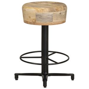 Ensemble de 2 tabourets de bar en bois de manguier naturel et en fer noir - Product Image 3