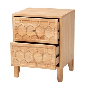 Modern Kayla Nightstand Solid Teak Wood <b>High</b> Quality Natural Finish 2 Drawers Bedroom Furniture Home Use - Product Image 3