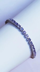 Natural Tanzanite Tennis Bracelet in Sterling Silver White Gold Plated Elegant Luxury Blue Gemstone for Women Wedding Gift - Product Image 2