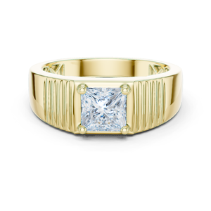 Bague solitaire pour homme en or jaune 18 carats avec diamant de laboratoire taille princesse, bague chevalière impériale, bague moderne pour gentleman, plaqué or - Product Image 5
