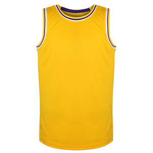 Camiseta de Baloncesto Amarilla sin Mangas, Cuello Redondo, Unisex, Adulto, Corte Regular, para Todas las Temporadas, 100% Poliéster, Transpirable, a Rayas - Product Image 1