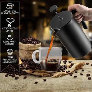 Cafetière à pression, 1 Litre/8 <span class=keywords><strong>tasses</strong></span>, pressoir à café isolé à Double paroi et théière avec acier inoxydable de qualité 304 - Product Image 5
