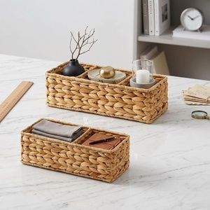 Natural Water Hyacinth Storage <b>Baskets</b> Rectangle Eco-Friendly Rustic Design <b>Stackable</b> for Bathrooms Wholesale - Product Image 2
