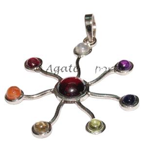 Colgante en forma de corazón de Chakra dorado Artesanía de piedra semipreciosa - Product Image 5